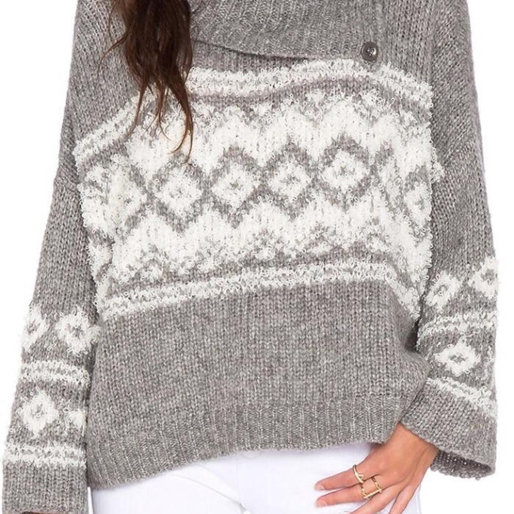 Free People Fairisle sweater gray XS